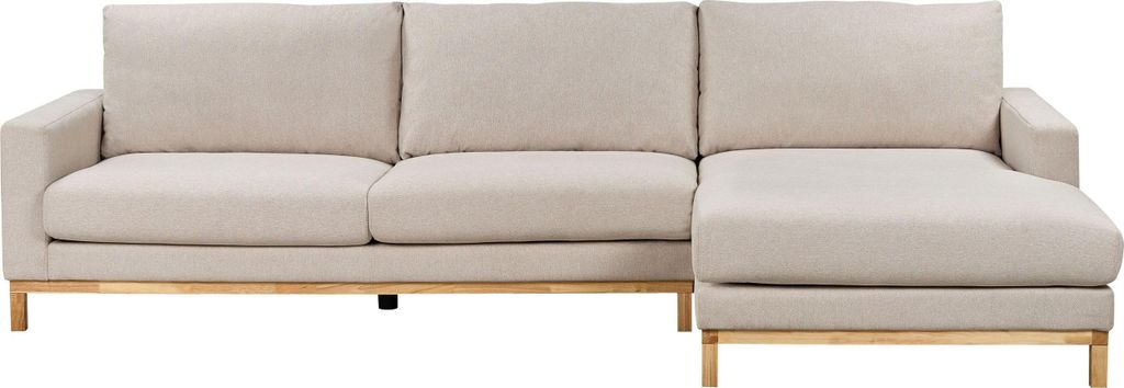 BELIANI 4-Sitzer Ecksofa Links Beige Stoffbezug mit Breiten Hohen Armlehnen Hohe Rückenlehne Diecke Sitzkissen Modern Wohnzimmer Stoffsofa