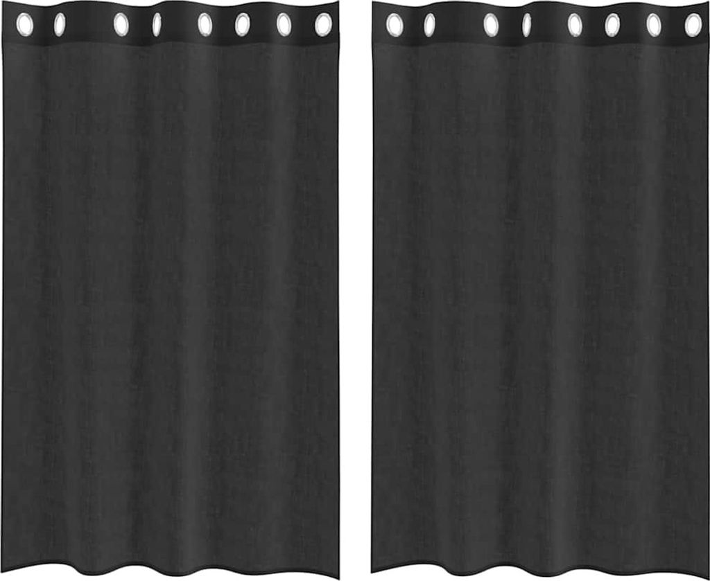 Voile Vorhänge mit Ösen 2 Stk. Schwarz 140x175 cm