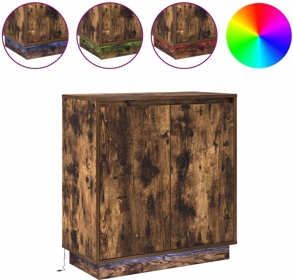 LED-Sideboard Geräucherte Eiche 71 x 34,5 x 75 cm Holzwerkstoff
