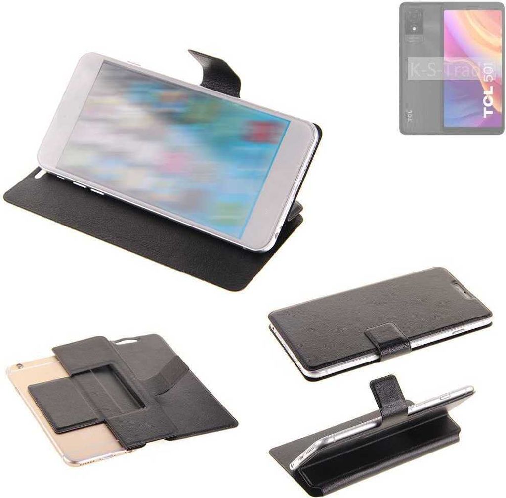 K-S-Trade Schutzhülle kompatibel mit TCL 501 Schutzhülle Flip Cover Klapphülle Wallet Case Slim Handyhülle bookstyle schwarz