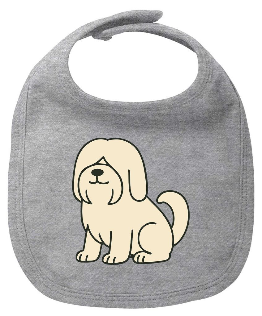 Huuraa Baby Lätzchen Lhasa Apso Comic Lhasie Heather Grey Klettverschluss Baumwolle Latz Geschenkidee