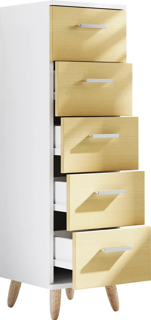 VCM Commode Landos M Blanche - Meuble Salle de Bain 100 x 30 x 30 cm