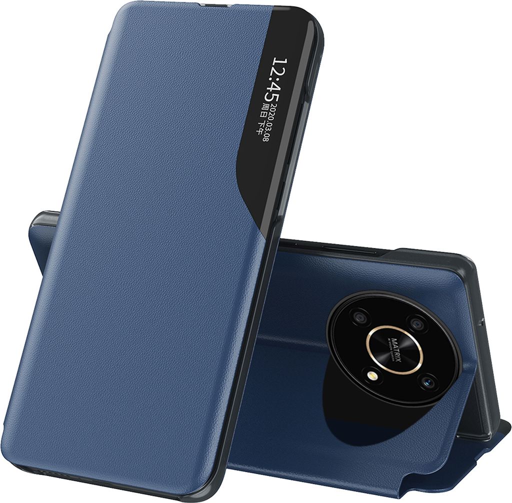 Hülle für Honor X9 Smart View Fenster Flip Stand Cover Kunstleder Schutzhülle für Honor X9 Blau