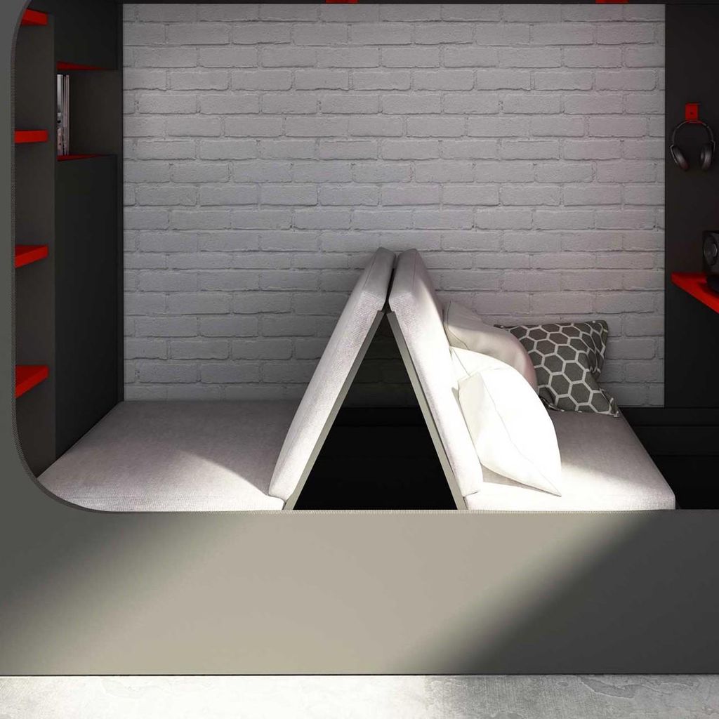 Klappbarer Lattenrost mit Sitzkissen für Hochbett Graham 90x200cm