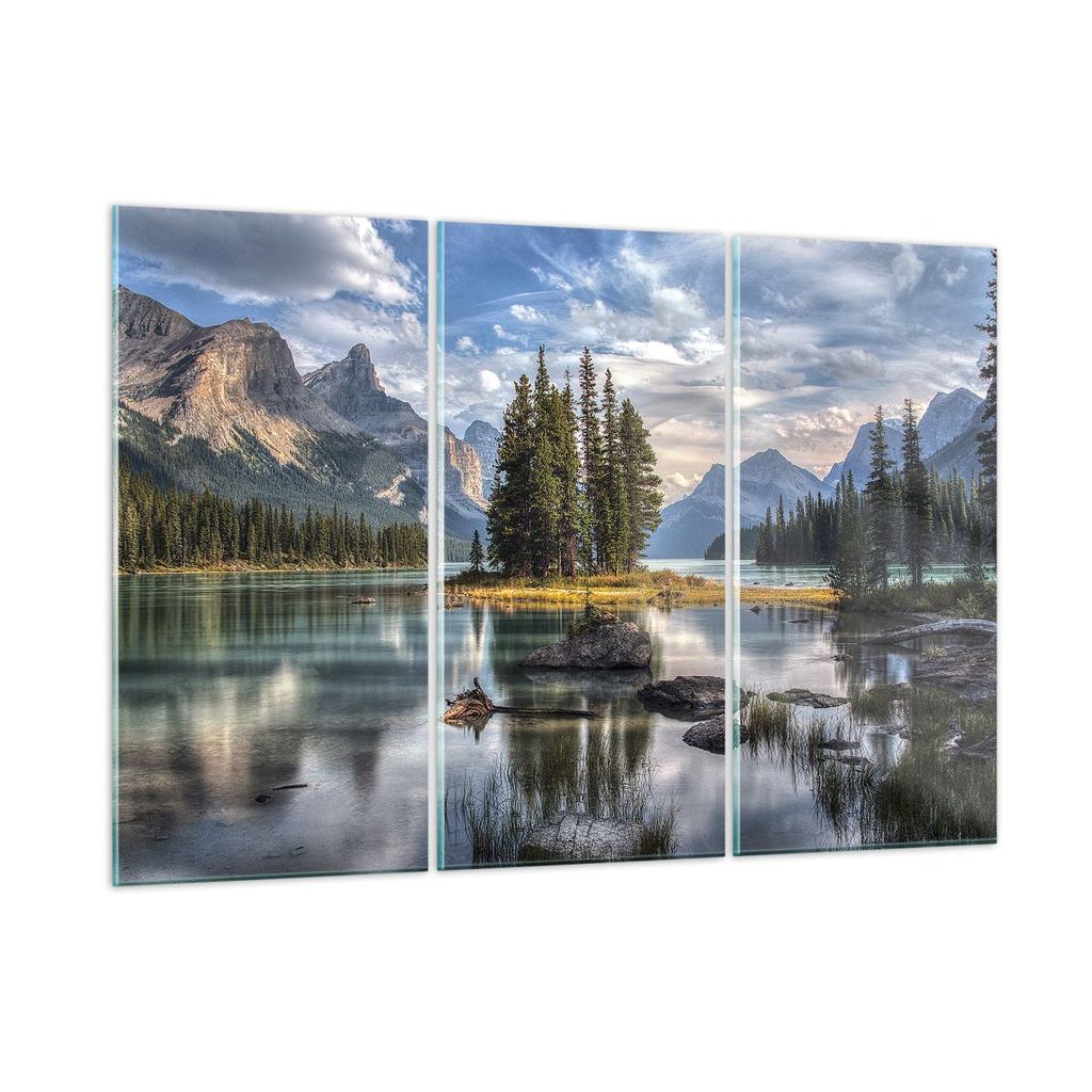 Bilder auf glas - 3 Teile - See Landschaft Natur - 105x70cm - Glasbilder - Wandbilder - Bilder - zum Aufhängen bereit - Wanddekoration aus Glas - ...