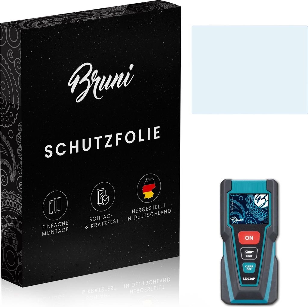 Bruni Basics-Clear 2x Schutzfolie kompatibel mit Makita LD030P Folie