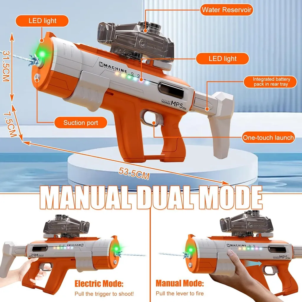 Pistolet à eau électrique rechargeable avec réservoir haute capacité
