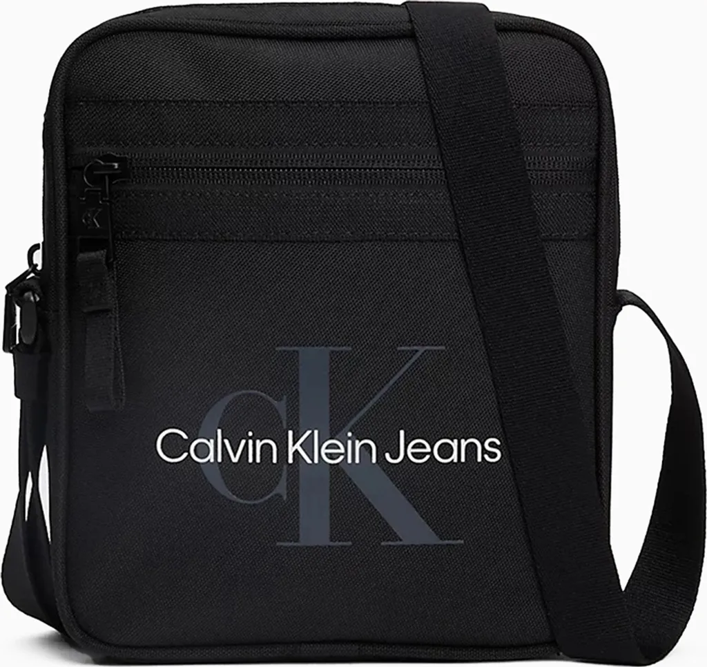 Sacoche reporter homme Calvin Klein Jeans en toile noire logotée