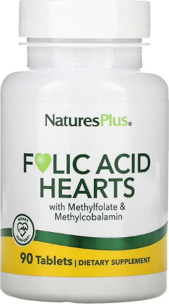 Natures Plus Folic Acid Hearts- 90 Tabletten