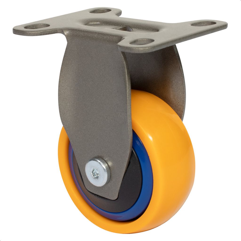 WAGNER Design 3C - Bockrolle soft - Durchmesser Ø 50 mm, blau / gelb, Anschraubplatte, Tragkraft 50 kg - 01245001