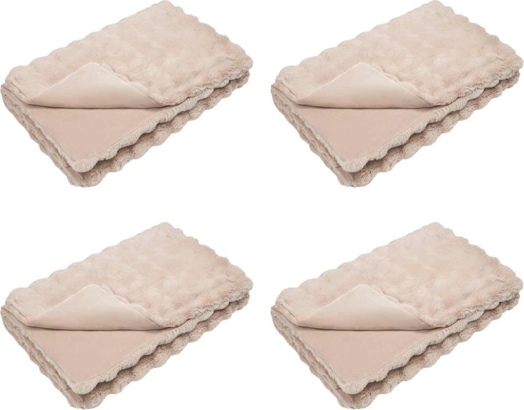 Rutschfeste Kunstfell Decke Olite 4 pcs Beige 150 x 220 cm