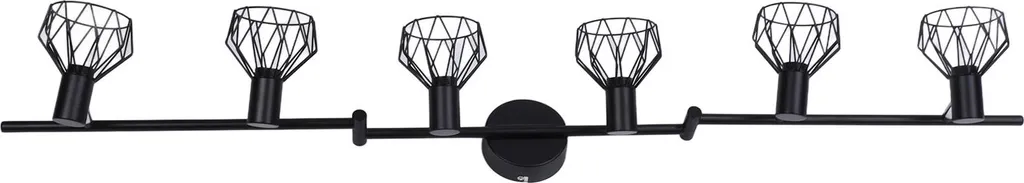Plafonnier rail de 6 spots E14 noir design industriel et orientable