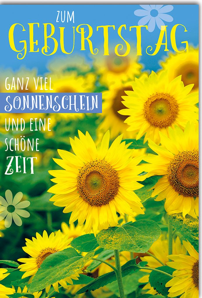 Geburtstag - Glückwunschkarte im Format 11,5 x 17 cm - Sonnenblumenfel