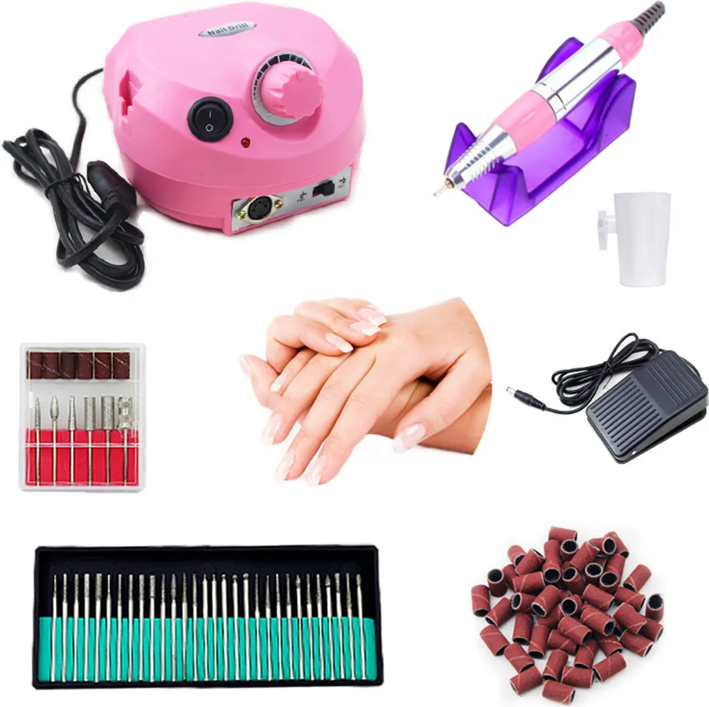 Ponceuse à Ongles Portable pour Vernis Gel et Acrylique Set Rose