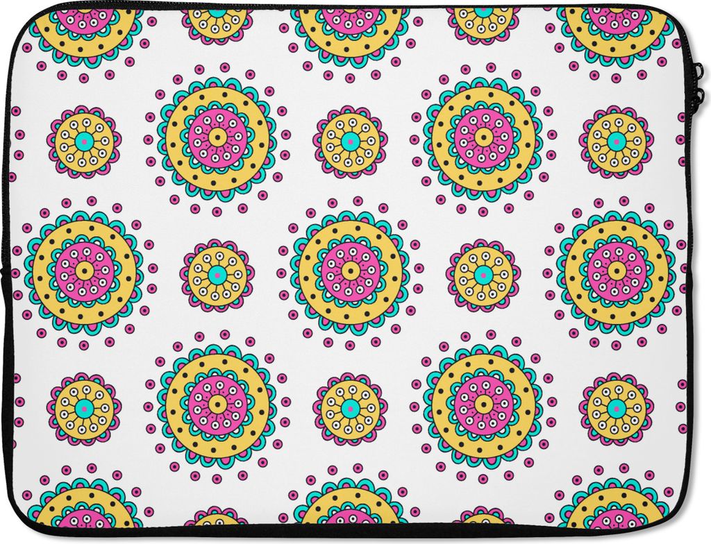 MuchoWow Laptop Hülle 15 Zoll Mädchen - Blumen - Mandala - Muster - Mädchen - Kinder - Kinder Laptoptasche - Laptoptasche - Sleeve - Rundum-Sc...