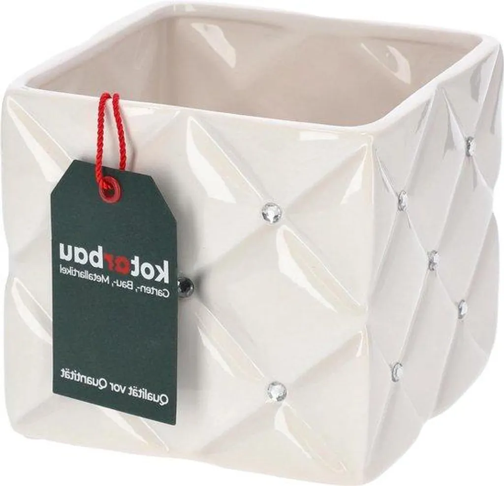 Pot en céramique blanche pour plantes d'intérieur carré 14 cm