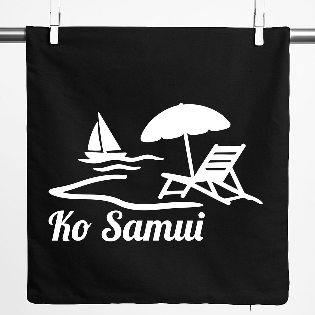 Huuraa Kissenbezug Ko Samui Inselmotiv Thailand 40x40cm Black Baumwolle Dekokissenbezug Geschenkidee