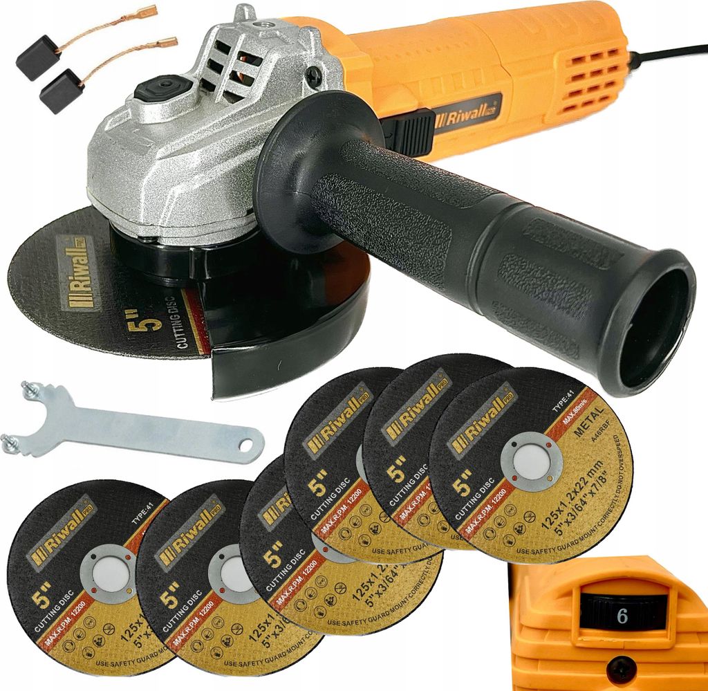 Szlifierka KĄTOWA Riwall Diax Kątówka 125MM 6x TARCZA Pro Zdjęcie produktu 