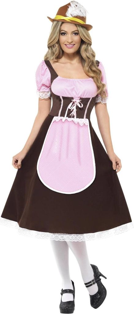 Smiffys - "Tavern" Kostüm-Kleid für Damen SM1337 (L) (Braun/Pink)