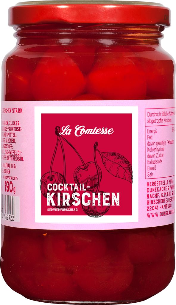 Cocktail-Kirschen, rot, 390 g Produktbild 
