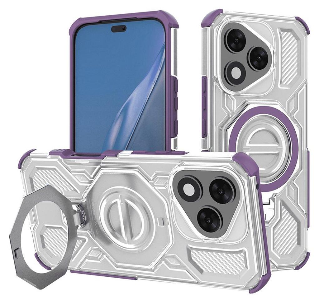 Techsuit – Carbon Shield PRO odolný obal na Honor 400 Lite – fialový transparentný