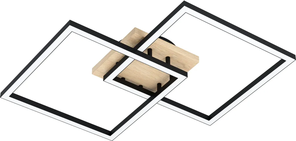 Plafonnier LED Design LOMALTAS-Z Luminaire Noir et Bois 77x49,5 cm
