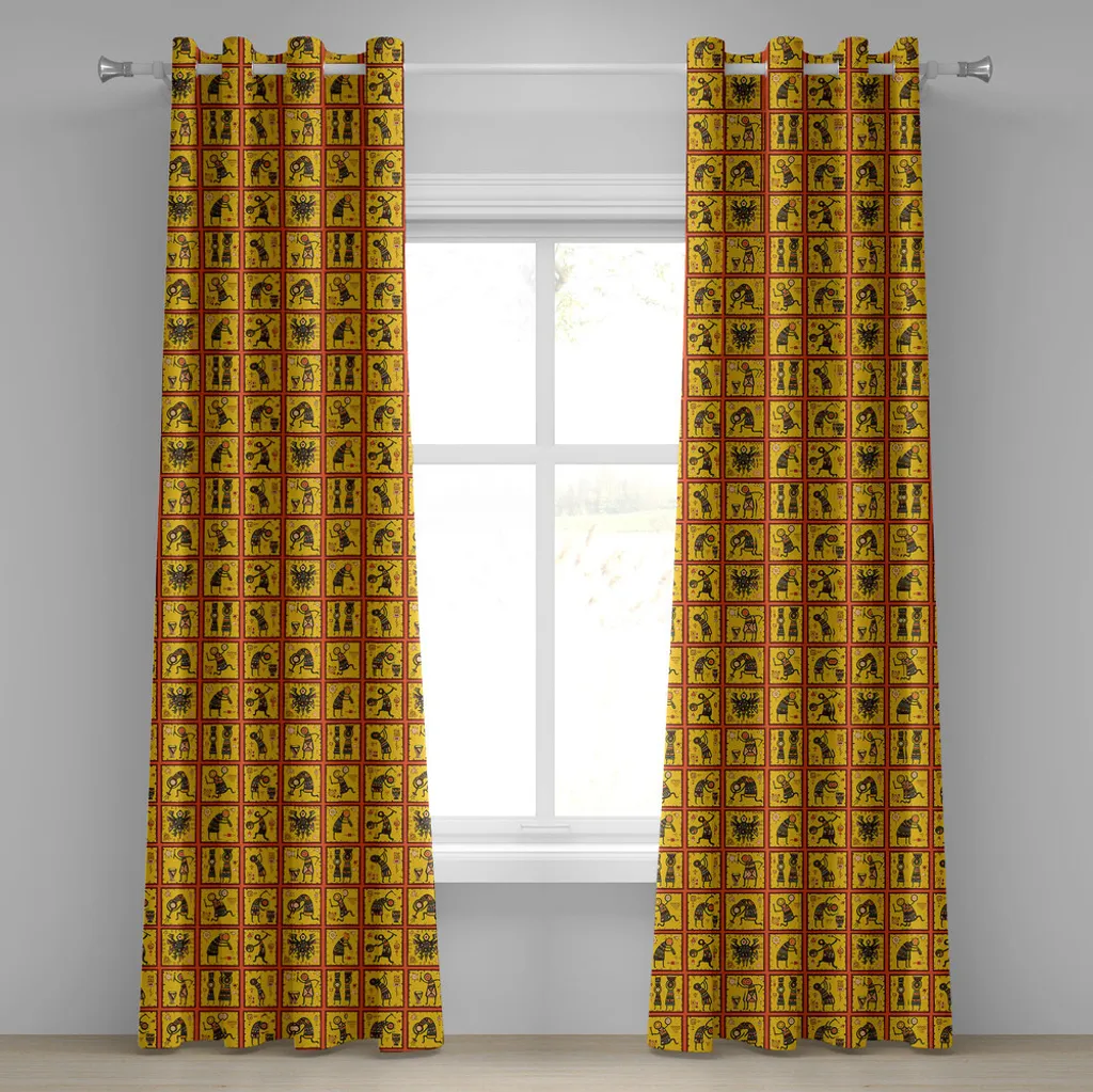 Tenda per Casa ABAKUHAUS 280x175 cm - Fantasia Africana Arancio