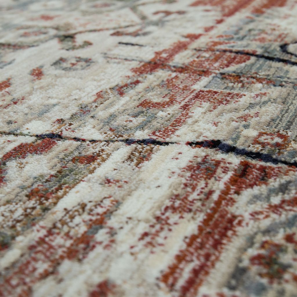 TT Home Kurzflor Teppich Wohnzimmer Modern Bordüre Orient Muster Used-Optik Bunt Größe 120x170 cm