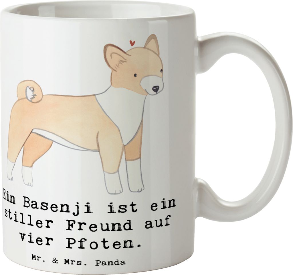 Mr. & Mrs. Panda Tasse Basenji Freund - Weiß - Geschenk, Keramiktasse, treuer, Teetasse, schöne, Kaffeebecher, Hunderassen Pflege, Hunderasse, ei...