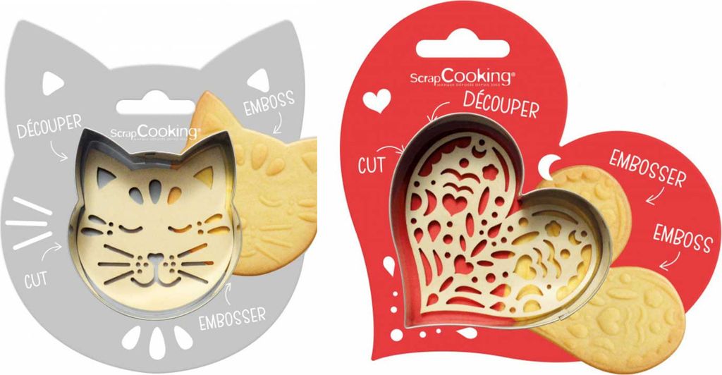 Relief-Kekspackung Katze + Herz