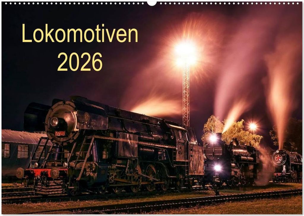 Lokomotiven 2026 (Wandkalender 2026 DIN A2 quer), CALVENDO Monatskalender