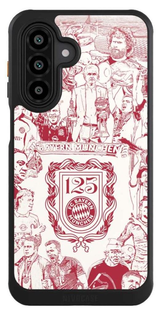 NIVOCASE Hülle für Samsung Galaxy A17 5G Handyhülle NIVOcore Case Schwarz FC Bayern München Offizielles Lizenzprodukt FCB 125 Jahre