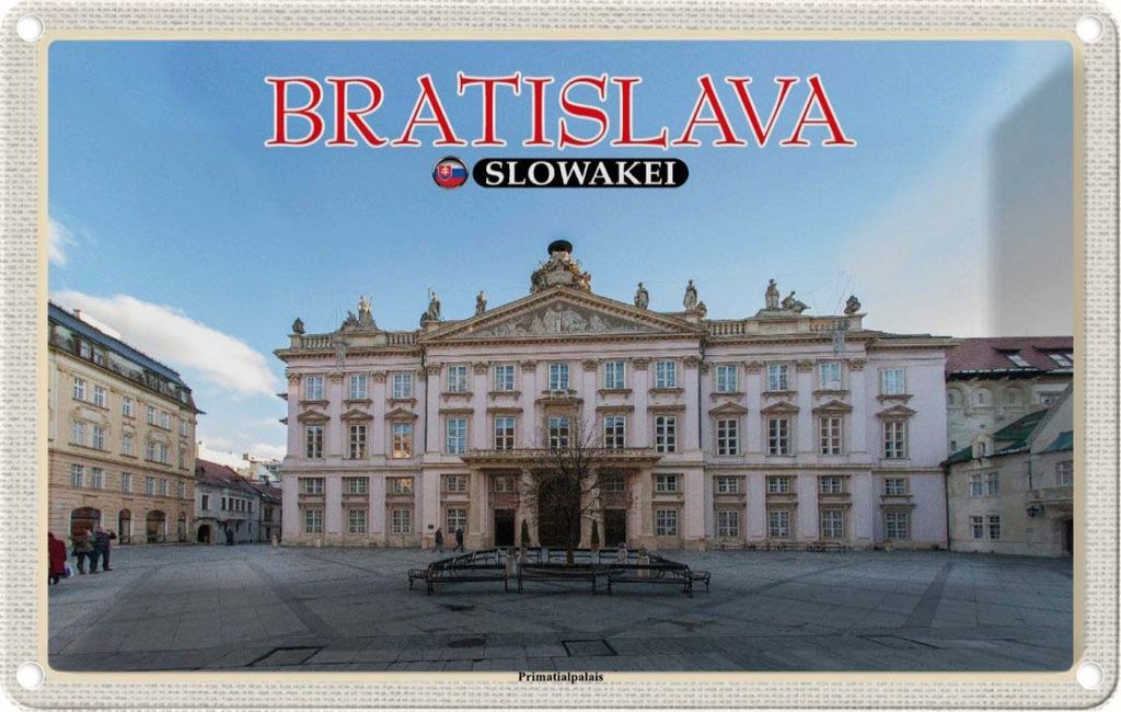 vianmo Blechschild 12x18 cm Bratislava Slowakei Primatialpalais Bildmotiv Reisemotiv Abenteuer Reisen