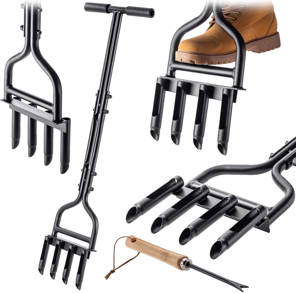 Aerator ogrodowy rurowy KADAX, ręczny, 92 x 20 cm, czarny Zdjęcie produktu 