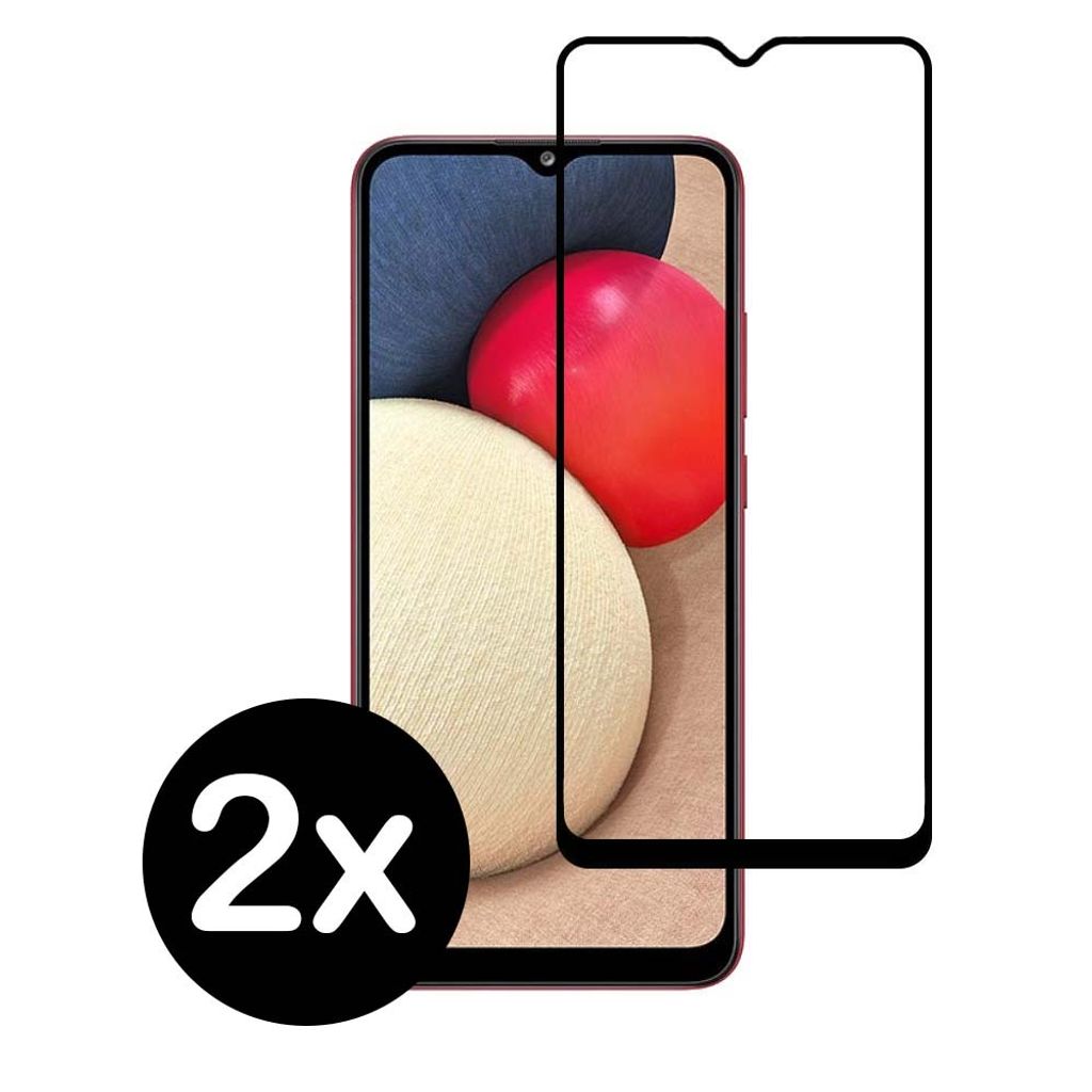 Smartphonica Samsung Galaxy A02s volle Abdeckung gehärtetem Glas Bildschirmschutz mit abgerundeten Ecken - 2 Stück