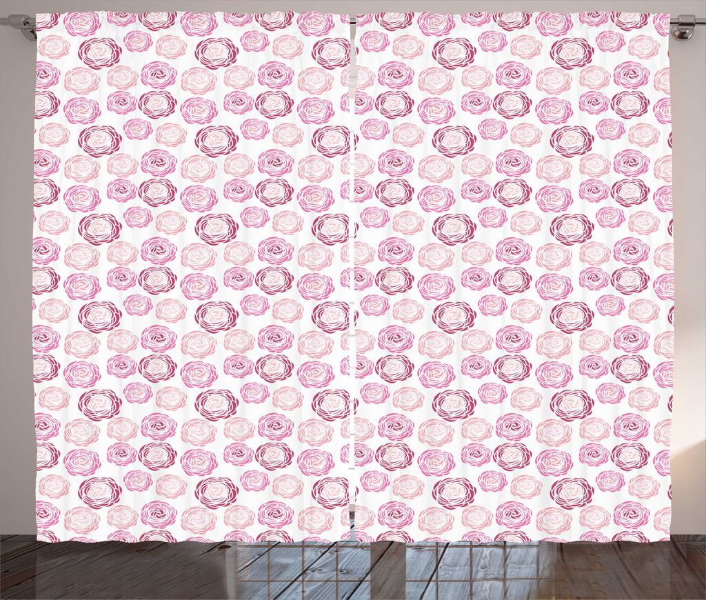 ABAKUHAUS Blumen Rustikaler Vorhang, Romantische Blühende Rosen, Wohnzimmer Universalband Gardinen mit Schlaufen und Haken, 280 x 225 cm, Rosa Mau...
