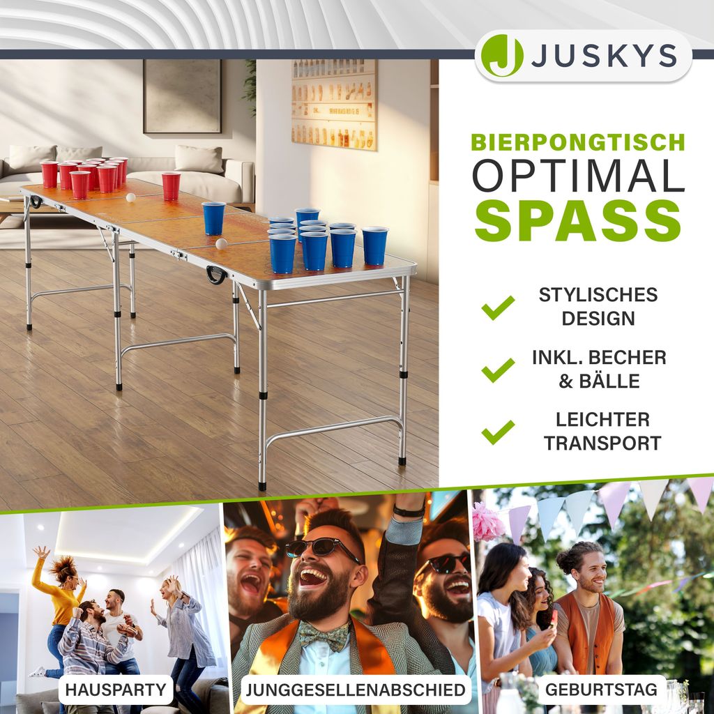 Juskys Beer Pong Tisch - klappbar - Trinkspiel Set inkl. Produktbild 3