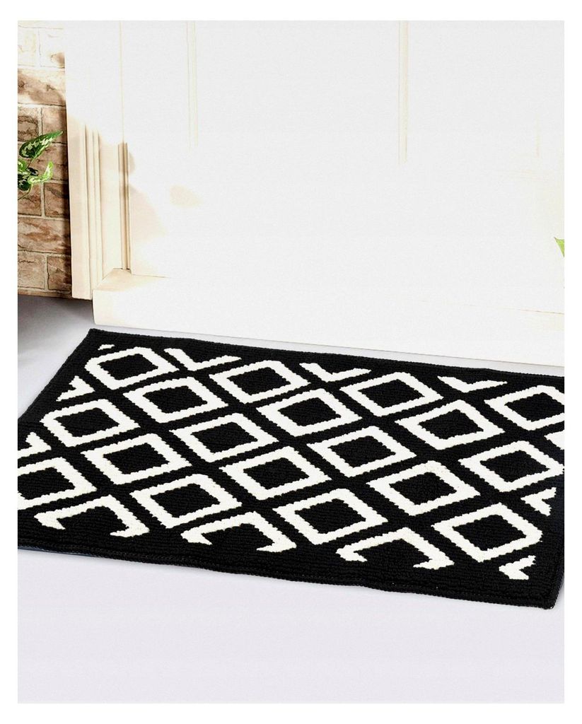 Fussmatte Innen 60 x 90 cm Wasserdicht Schmutzfangmatte Waschbar Rutschfeste Fussmatte Absorbierend für Eingang, Haustür, Patio, Flur - Schwarz