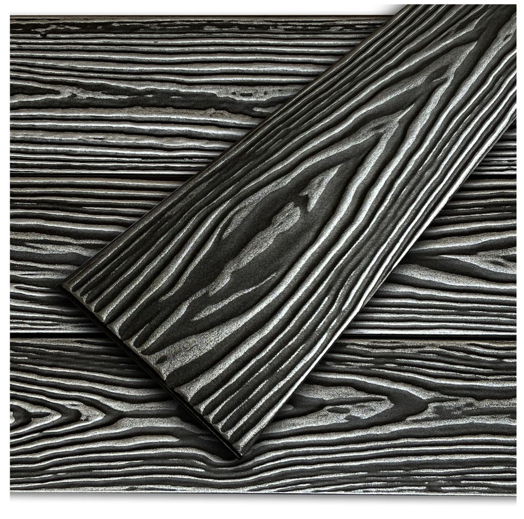 DECCART | Deckenpaneele | Dekorative Schaumstoffpaneele | Schwarz-Silberne Holzoptik | Set 60 x 100x16,7 cm | 10 m²