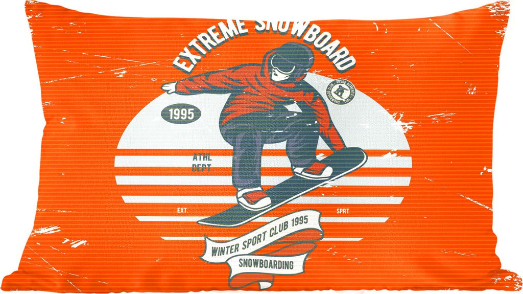 MuchoWow Zierkissen Sofakissen Wohnzimmer Dekokissen 50x30 cm Snowboard - Mann - Zitat - Vintage - Wohnzimmerdekoration - Polster mit Photo