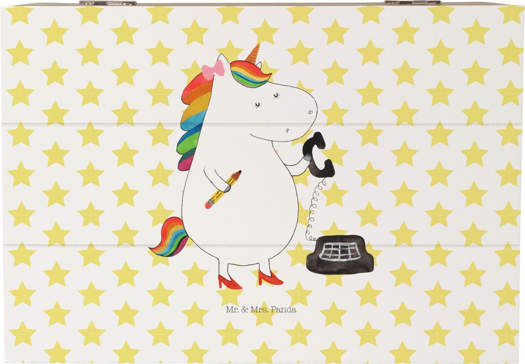 Mr. & Mrs. Panda Geschenkbox Einhorn Sekretärin 22 x 15 cm - Weiß - Geschenk, Rechtsanwältin, schmuckbox, Kiste, Unicorn, schatztruhe, Büro, Ho...
