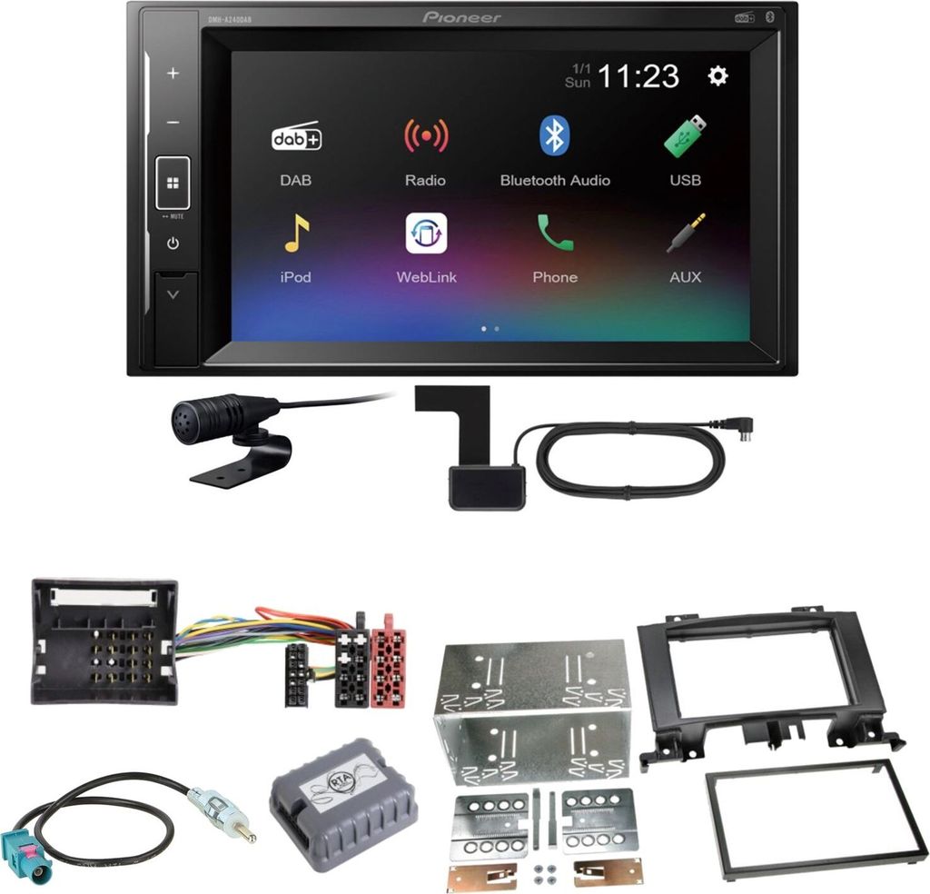 Pioneer DMH-A240DAB DAB+ Bluetooth Einbauset für Mercedes Sprinter W906 Crafter