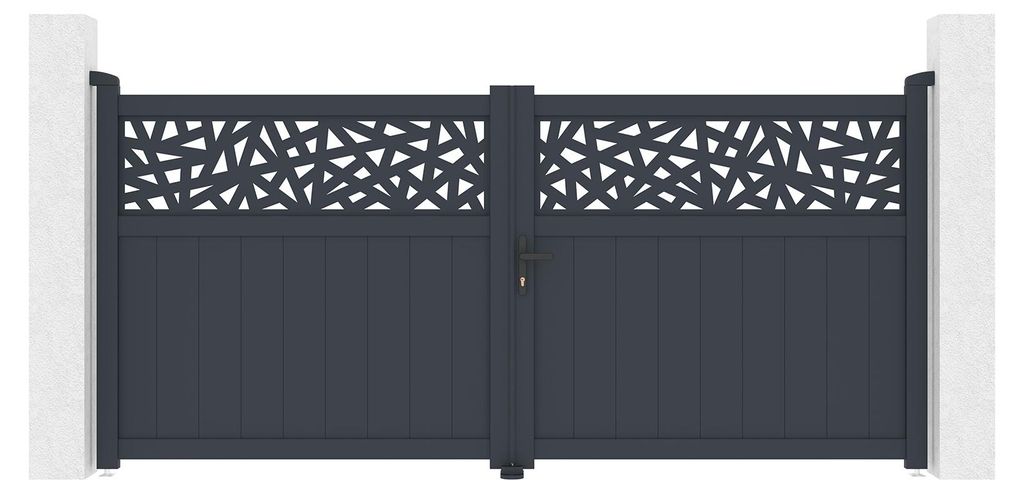 Drehtor 3 m DOLOMITE RUIVO H.140 cm graues Aluminium + Tor 1 m DOLOMITE RUIVO H.140 cm graues Aluminium