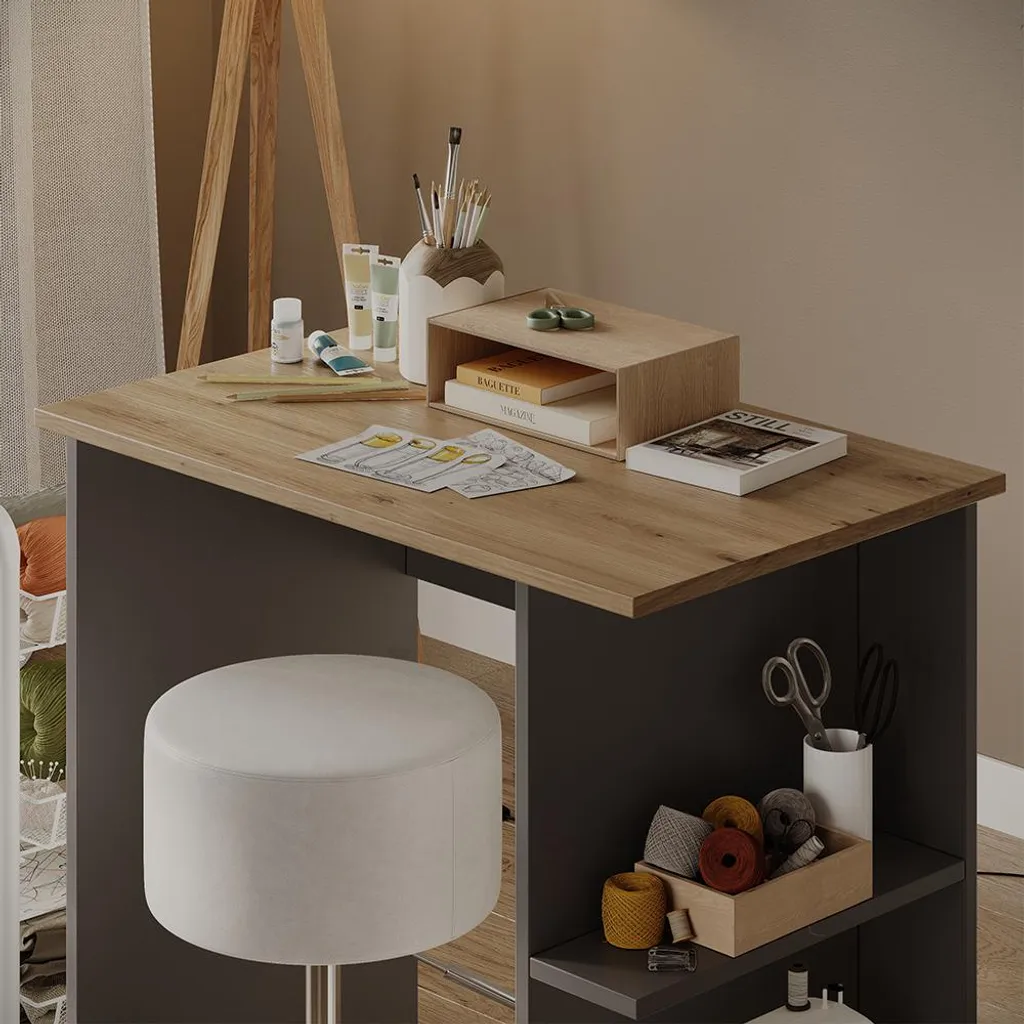 Bureau Vicco Simple Anthracite 80x50cm Modèle 59818 pour Petit Espace