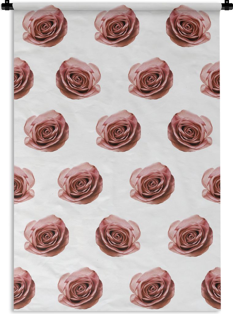 MuchoWow Wandteppich Wandbehang Rosen - Pastell - Muster 90x135 cm Tapisserie Dekoration Wandtuch - Baumwolle - Wandskulptur