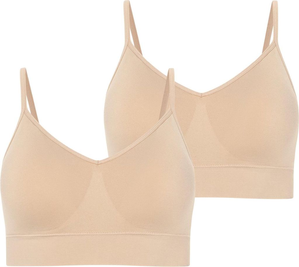 Jockey Damen Bralette, 2er Pack - Seamfree Core Stretch Bralette, einfarbig Beige S