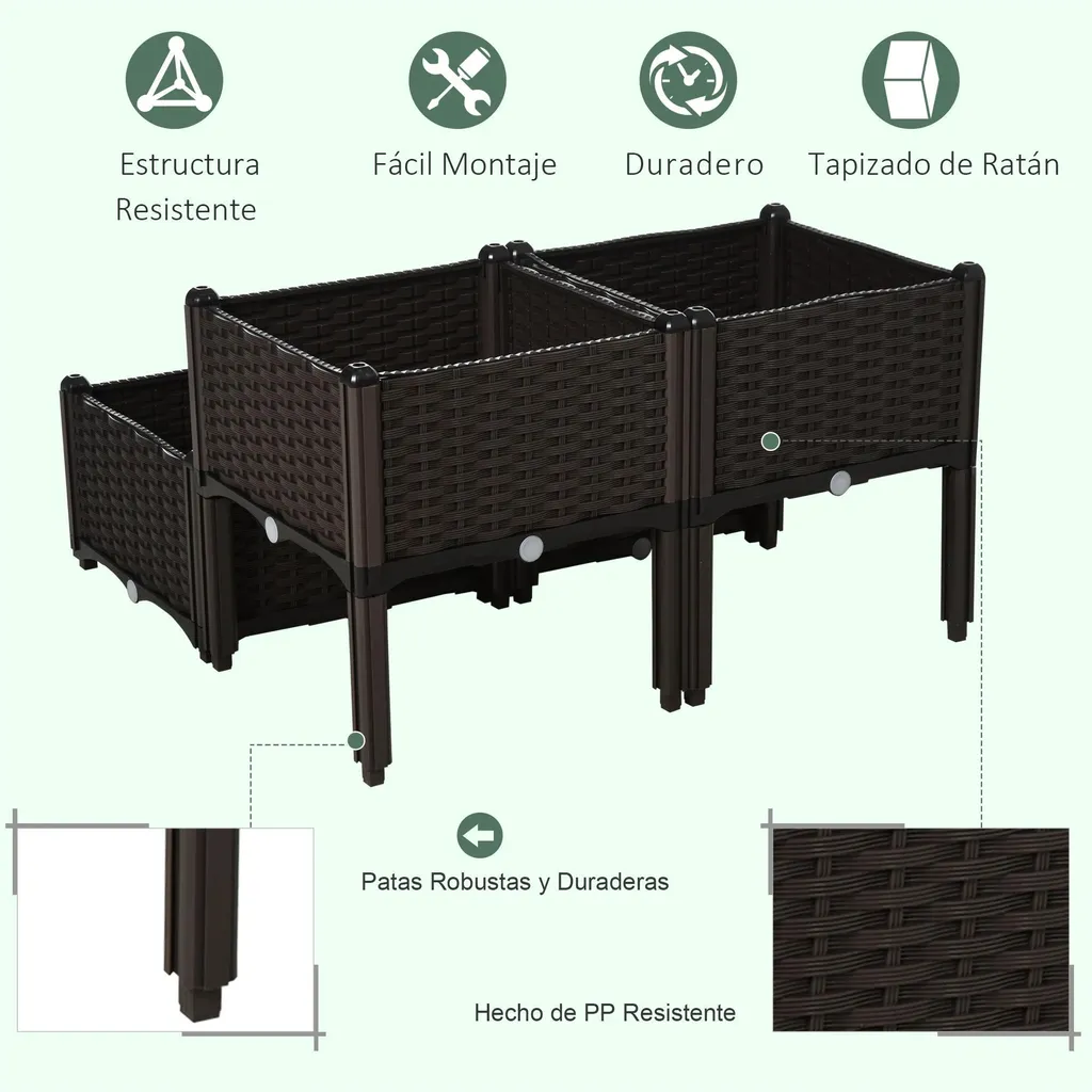 Tabouret Bas pour Balcon et Terrasse - Siège d'Appoint Polyrotin Marron
