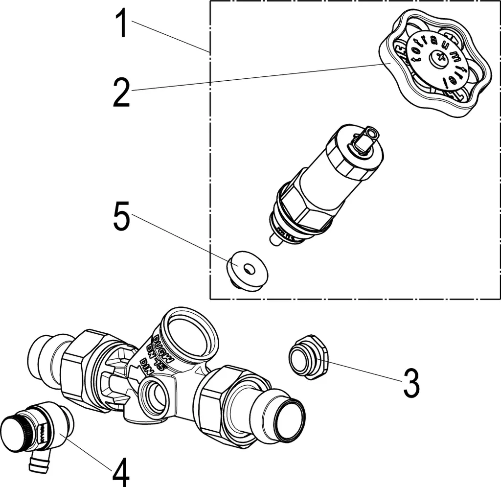 Vanne à écoulement libre JS Press AG Multi DN15 avec vidange 15mm - 3