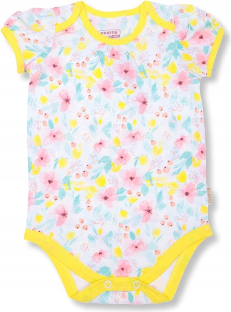 Baby Strampler - Ganzkörper mit Blumenmuster - Weiß - Größe 86 (12-18 Monate) - 100% Baumwolle - Bequem und stylisch - Für Kinder - Kurzarm Ba...