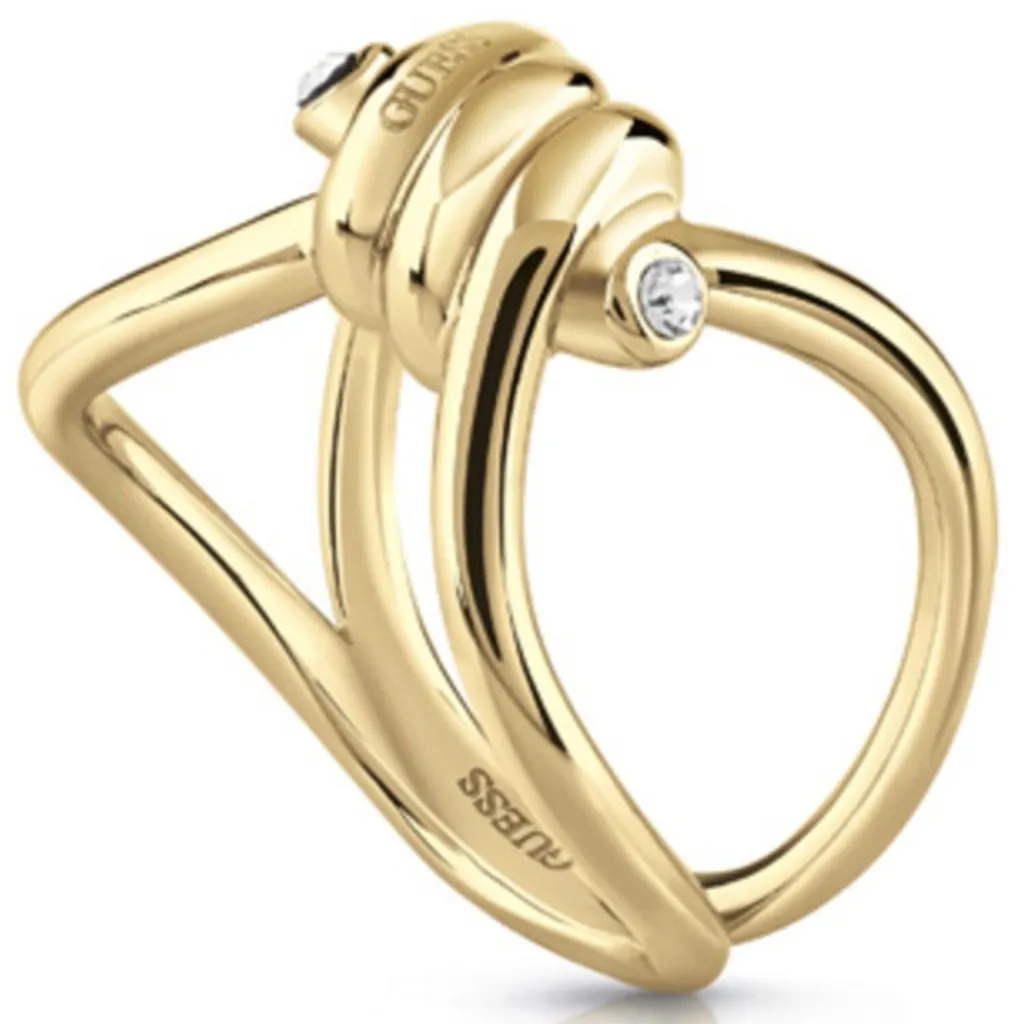 Bague Guess Argentée UBR29004-56 Logo Gravé Acier Inoxydable Femme
